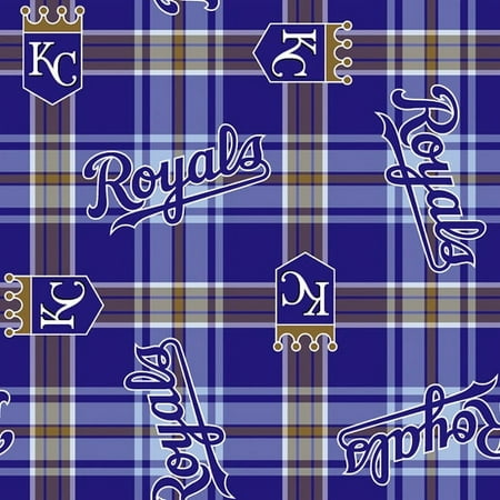 MLB Kansas City Royals 58 100% Polyester Fleece Sports Logo Fabric By the Yard Blue
