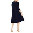 thumbnail image 3 of Women's Plus Size Round Neck 3/4 Sleeves Solid A-Line Midi Dress, 3 of 4