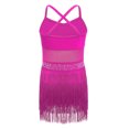 thumbnail image 7 of iiniim Girls Sparkly Rhinestone Tassel Dress Latin Jazz Ballroom Salsa Dance Leotard Fringe Skirted Hot Pink 14, 7 of 7