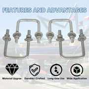 Kojem 4 Trailer U-Bolts Universal for Boat Trailer Square U Bolt Galvanized Steel 1/2Dia x 3 1/16 x 4 5/16