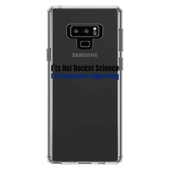 DistinctInk Clear Shockproof Hybrid Case for Samsung Galaxy Note 9 - TPU Bumper Acrylic Back Tempered Glass Screen Protector - Not Rocket Scient - Aerospace Engineering