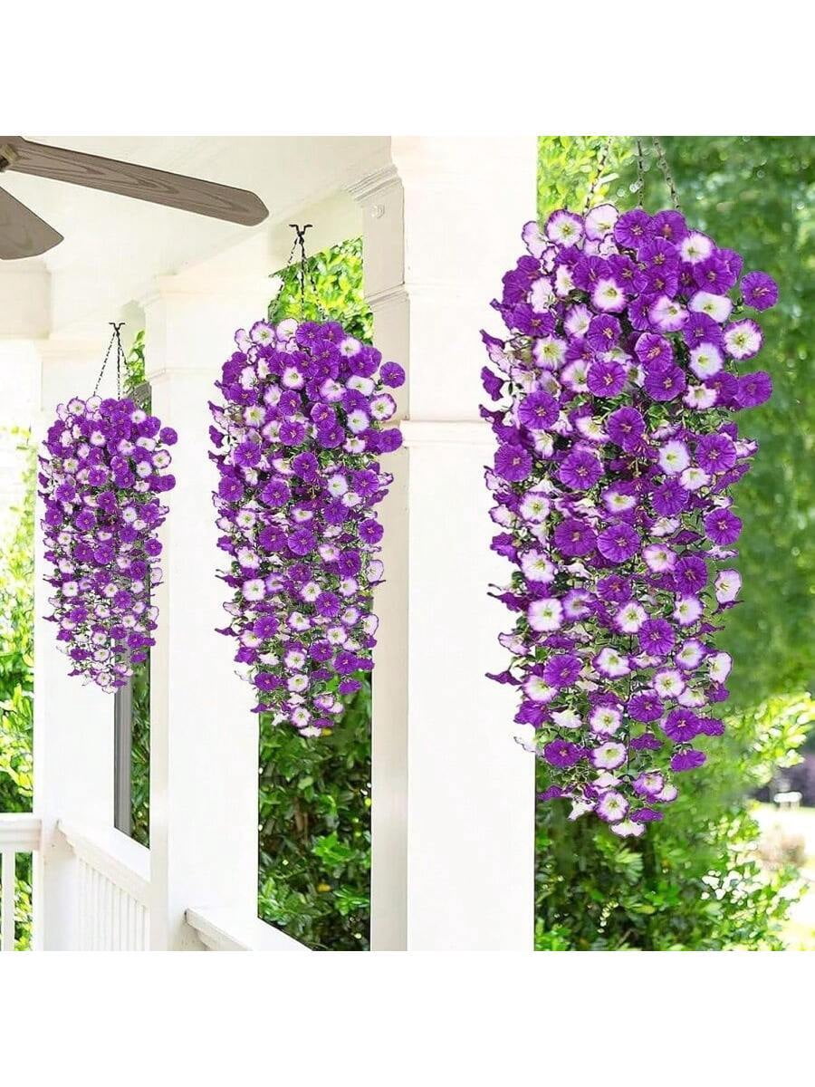 4pcs Artificial Morning Glory Hanging Artificial Petunia, Simulated Fake Flowers For Wedding Party Indoor And Outdoor Garden Wall Hanging Fake Flower Decoration
