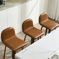 thumbnail image 4 of Swivel Bar Stools Set of 1, 26" Counter Height Upholstered PU Leather Barstools with Low Back Walnut Bentwood Legs, Mid Century Modern Bar Chair Kitchen Island Stool, 4 of 11