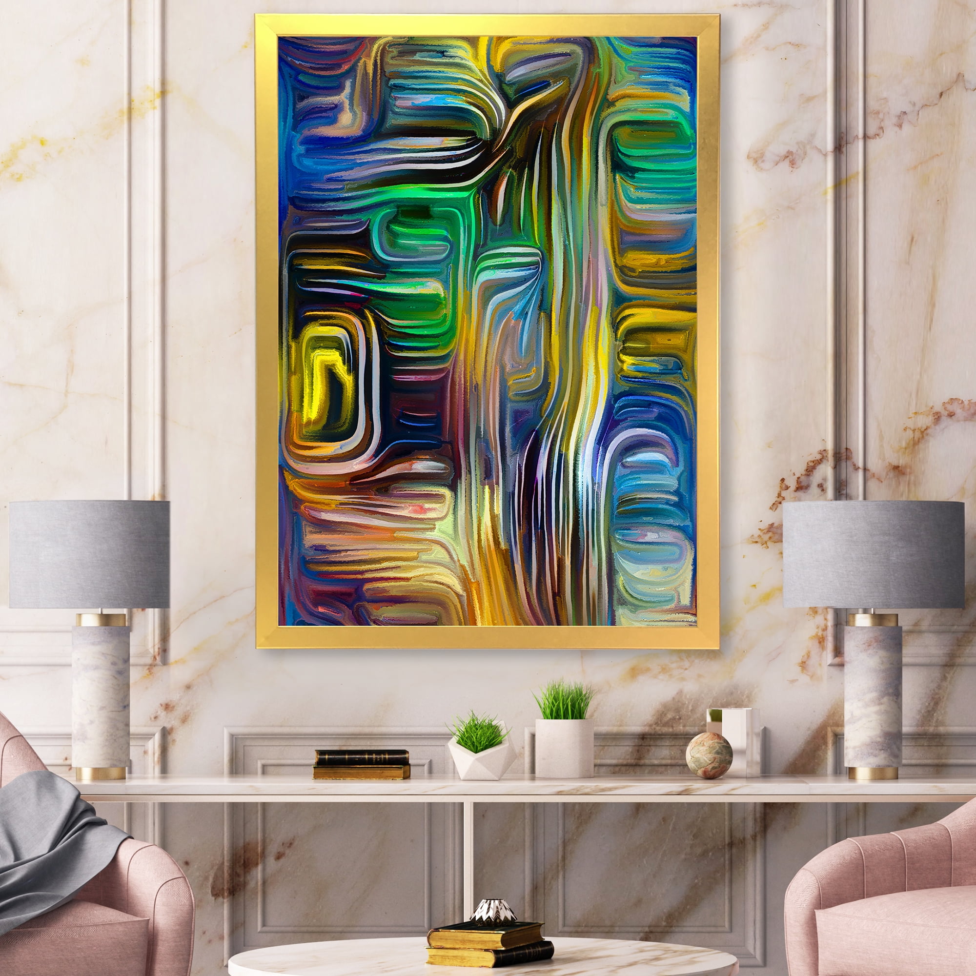Designart 'Colour Spiral Fusion VI' Modern Framed Art Print