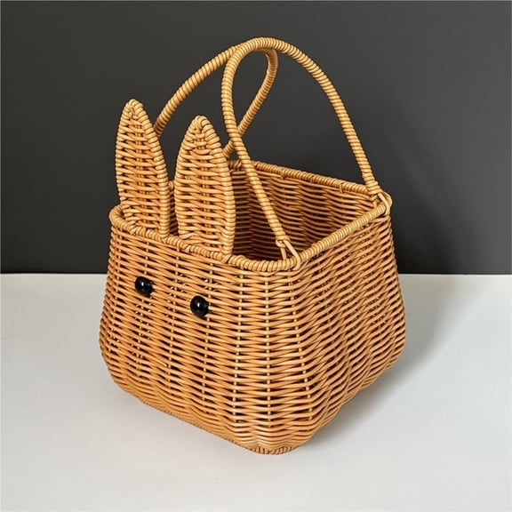 XGFHYJEH Easter Decoration, Easter Decorations for the Home, Easter Decor, Easter Baskets Carrying Basket Spring Picnic Hand-Woven Storage Basket Snacks Eggs Candy Storage Children's Gifts