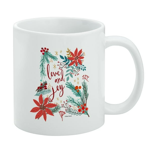 Love And Joy At Christmas Poinsettias White Mug Walmart Com Walmart Com