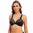 thumbnail image 4 of MELENECA Women's Full Coverage No Padding Plus Size Lace Underwire Bra Black 46C, 4 of 5
