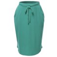 thumbnail image 2 of A2Y Women's Elastic Waist Self Tie Tulip Hem Side Pocket Skirt Dusty Teal 5XL, 2 of 5