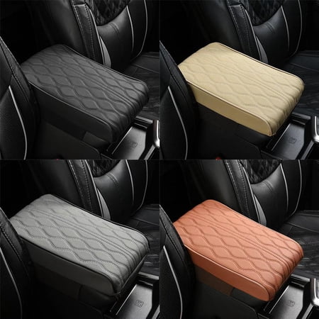 Blarkrus Black Car Armrest Box Pad Memory Foam Leather Heightened Pad Universal Armrest Pillow Central Armrest Box Cover
