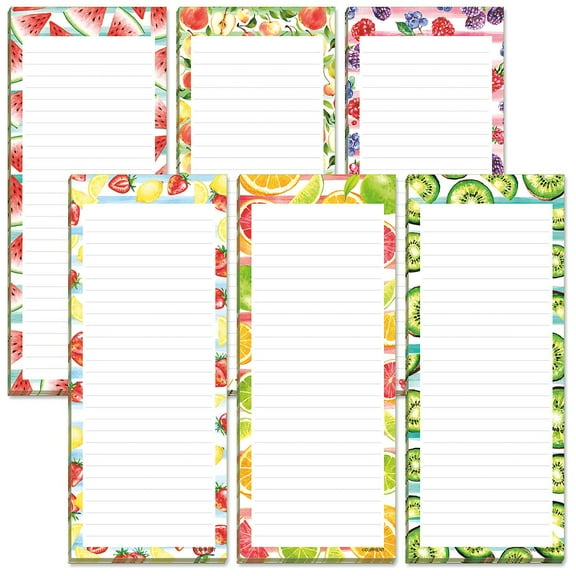 Current Fruit Magnetic Notepads - Set of 6, 50-Sheet Paper Pads, 3 1/4 x 8 inches Each