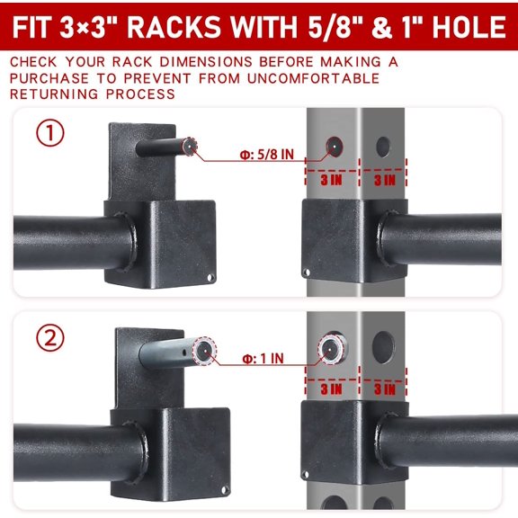 Olympic Weight Plates Holder Power Rack Attachment for 3x3" Square Tube Racks - Metal Storage Solution for 2" Diameter Plates