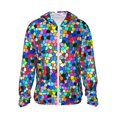 thumbnail image 2 of Uemuo Colorful Tie Dye Stained Glass 2 Pattern Women's Full Zip UPF 50+ Sun Protection Hoodie Jacket Long Sleeve Sun Shirt Hiking Outdoor Performance with Pockets-, 2 of 9
