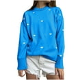 thumbnail image 3 of WRKEKC Women's Heart Print Crewneck Knit Pullover Sweater Long Sleeve Casual Loose Fit Cozy Valentine Tops Womens Sweater, 3 of 5