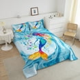 thumbnail image 4 of Manfei Ocean Mermaid 2-Piece Bedding Set Toddler Size,Gradient Blue Marble Comforter Set Ocean Animal Quilt for Kids Girls Children Women Room,Girly Marine Princess Life Breathable Bedding Set, 4 of 8