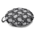 thumbnail image 1 of Floral Round Floor Cushion with Handle, Flourishing Victorian Poppies Silhouettes in Greyscale Tones, Decorative Pillow for Living Room & Dorms, 18" Round, Dark Grey Pale Taupe, by Ambesonne, 1 of 4