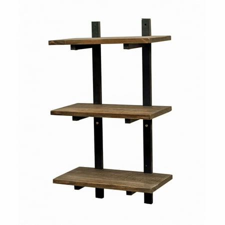 Alaterre Pomona 36"H Metal and Solid Wood Wall Shelf
