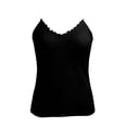 thumbnail image 4 of ctdiral Crochet Tank Top for Women Lace V Neck Sleeveless Crop Tank Tops Solid Color Loose Fit Cami Tops Summer Lightweight Breathable Tops Black S, 4 of 9