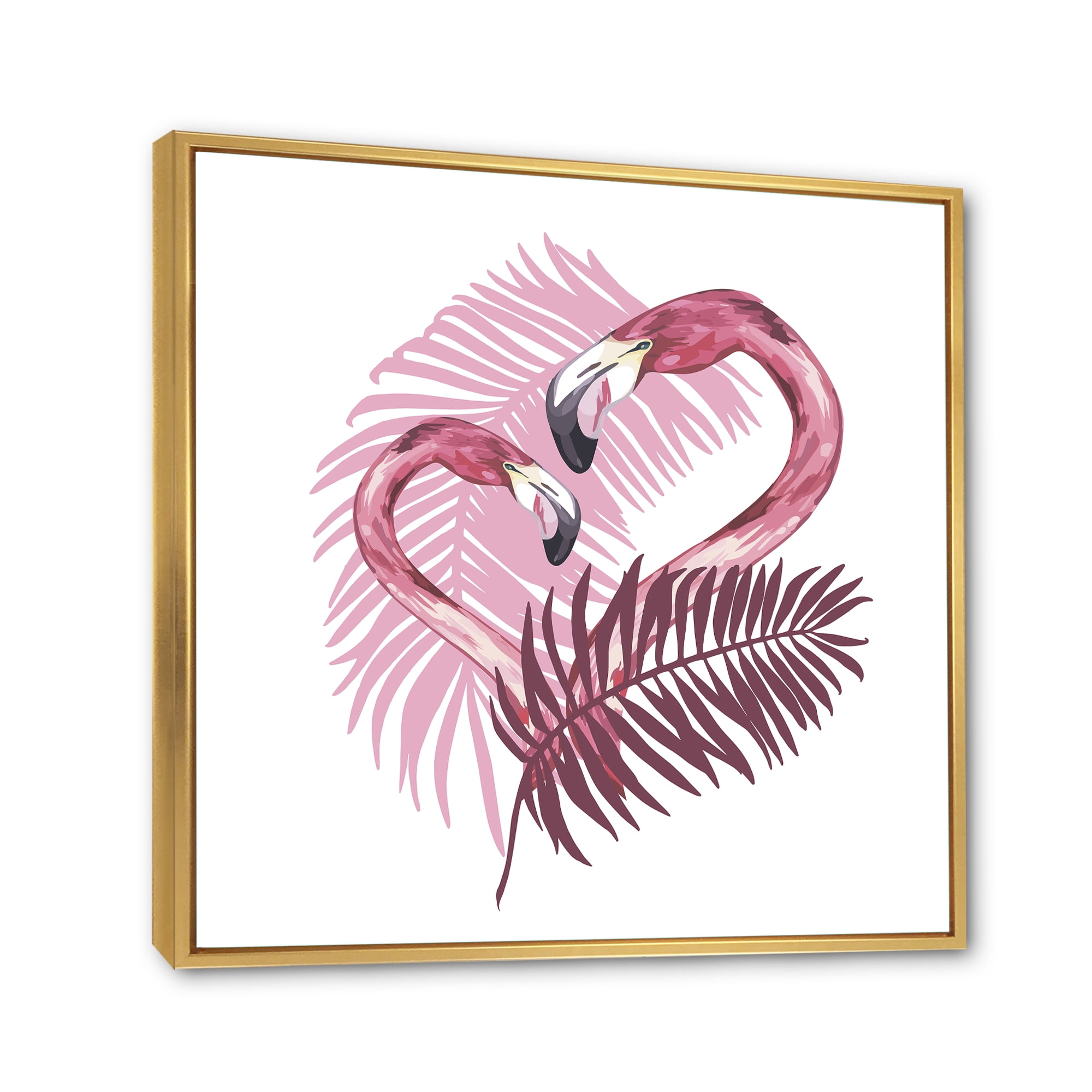 Designart 'Pink Flamingo In Tropical Summer II' Tropical Framed Canvas Wall Art Print