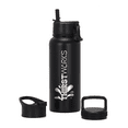 thumbnail image 2 of THIRSTWORKS Vacuum Insulated Stainless Steel, Leak Proof, Sports Water Bottle with Straw and 3 Lids, 32 fl oz, Black, 2 of 9