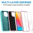 thumbnail image 3 of FZC-Compatible with iPhone 15 Pro Max Case with Glass Screen Protector, Heavy Duty Rugged Shockproof/Drop/Dust Proof 3-Layer Full Body Protective Tough Durable Phone Cover, Aqua Mint, 3 of 4
