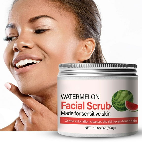 SDJMa Watermelon Facial Scrub, Gentle Exfoliator for Sensitive Skin, Cleansing & Brightening, 300g