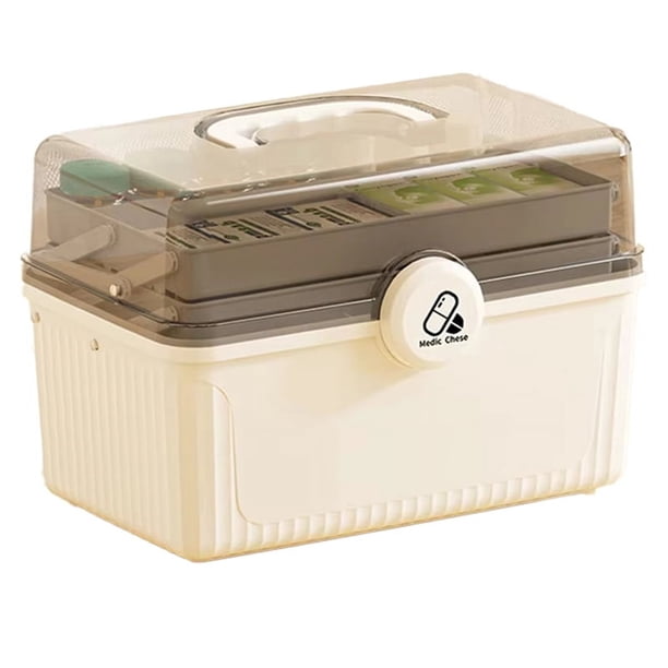 Caja Organizadora de Medicamentos Portátil de Múltiples , Kit de Almacenamiento de Gran Capacidad con Compartimentos de Clasificación A
