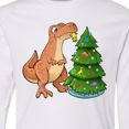 thumbnail image 4 of Inktastic Tyrannosaurus Rex Decorating Christmas Tree Long Sleeve Youth T-Shirt, 4 of 5