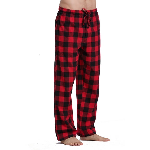 Upsoelle Men's 100% Cotton Super Soft Flannel Plaid Pajama/Lounge Pants Buffalo Plaid (Buffalo Plaid, M)