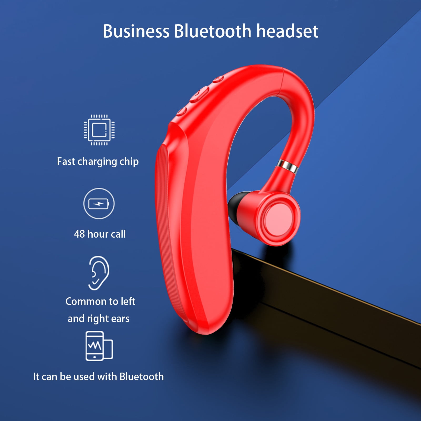 Weloille BLE 5.2 Bluetooth Headset Wireless Earpiece with Noise Cancelling Mic, Ultralight Comfortable for Business Office Driving Sport
