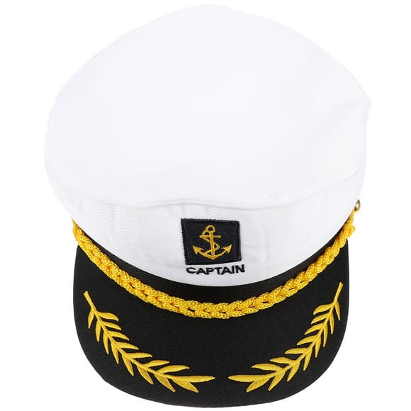 Sombrero de marinero para adulto, para disfraz, para yate, barco o barco (blanco)