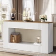 thumbnail image 3 of Table Console Moderne, Table d'Entrée en Bois de 55 Pouces avec Rangement, Blanc et Marron, 3 of 7