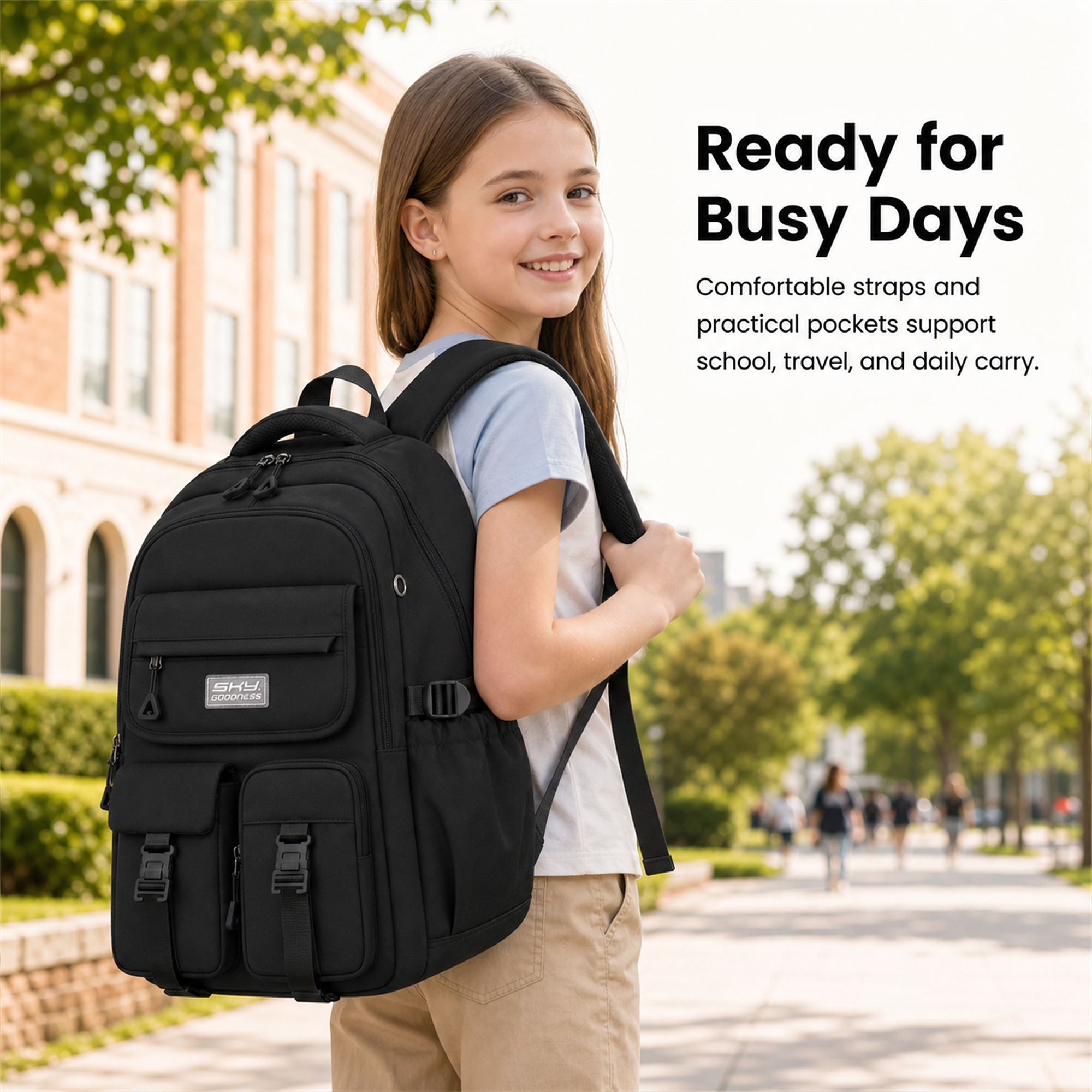 Mochila infantil de gran capacidad con múltiples bolsillos, diseño ergonómico y liviano, resistente al agua para estudiantes 2