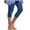 Blue, variant on WIZUTIZ Capri Leggings for Women Classic Leisure Skinny Lace Trim Yoga Pants Spandex Elastic Mid Rise 3/4 Length Pants Solid Sweatpants for Lady Cycling Clubs Beige