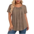 thumbnail image 2 of Neewe Womens Plus Size Pleated Tops Short Sleeve Summer Tunic Casual Loose Fit Crewneck Shirts Blouse 2026, 2 of 6