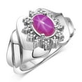 thumbnail image 5 of RYLOS Rings for Women 14K White Gold Ring with Oval 7X5MM Gemstone &  Sparkling Diamonds Star Ruby Jewelry Size 6, 5 of 7