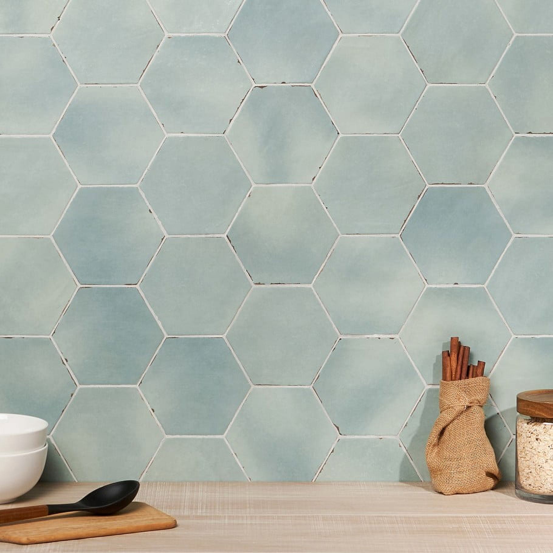 Bond Tile Palo Alto Hex Ocean Blue 5.5 in. x 6 in. Porcelain Floor and Wall Tile (5.38 Sq. Ft. / Case)
