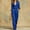 Blue, variant on Womens Collared Button Front Wide Leg Belted Jumpsuit Office Casual Button Front Design Long Sleeve Jumpsuit, XL