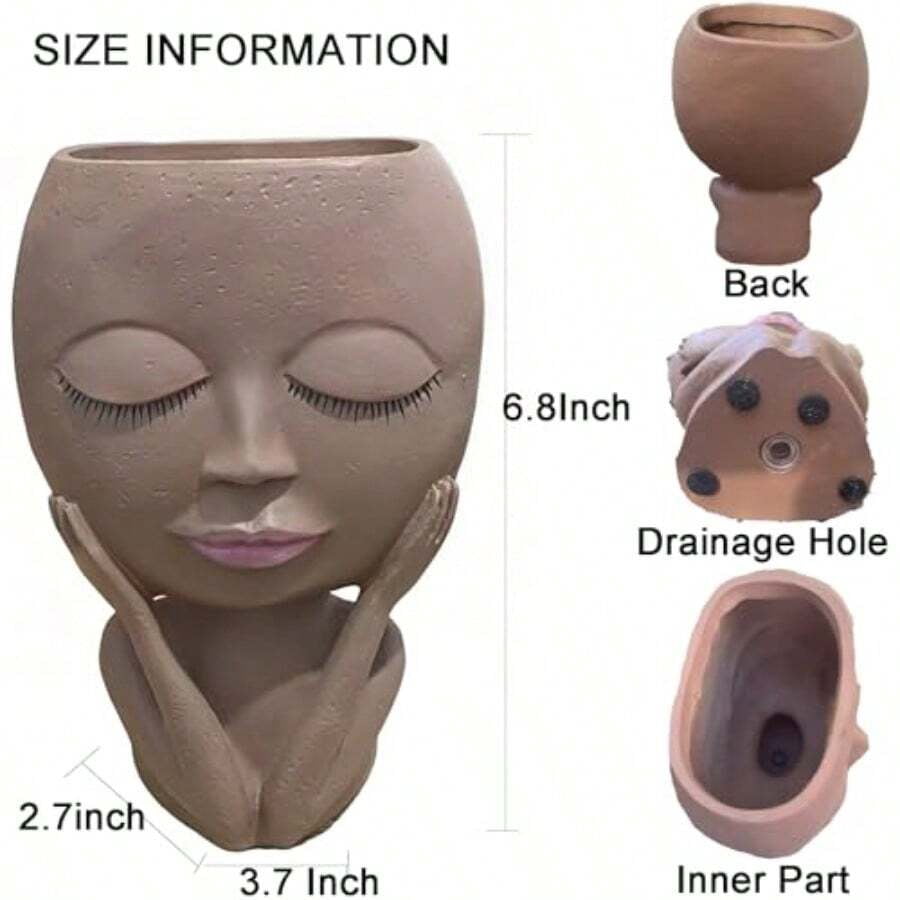 Cute Plant Pots -Face Planters Pots Head Flower PotSucculent Cactus Christmas Planters With Drainage Hole Creative Home Gardening Decor Plant Gifts For Plant Lovers Women Mom Teacher