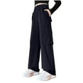 thumbnail image 2 of Gamivast Cargo Pants for Girls Size 5-15 Loose Fitted Straight Leg Flared Pants with Multiple Pockets for Kids Teen Outdoor Elastic Waist Pull on Sweatpants Girls' Sports & Recreation Pants, 2 of 6
