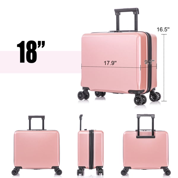 JUNWELL 2 Pcs Travel Luggage Set Hard shell Suitcase with Spinner Wheels 18 Underseat luggage and 14 Comestic Travel case Toiletry box Pink Walmart
