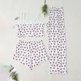 thumbnail image 5 of Tnhcen Women's 3 - Piece Sleepwear Set Cropped Cami Top Shorts Long Pajama Pants Soft Stretchy Heart Print Loungewear Casual Pajamas for Women Bedroom Nightwear, 5 of 8