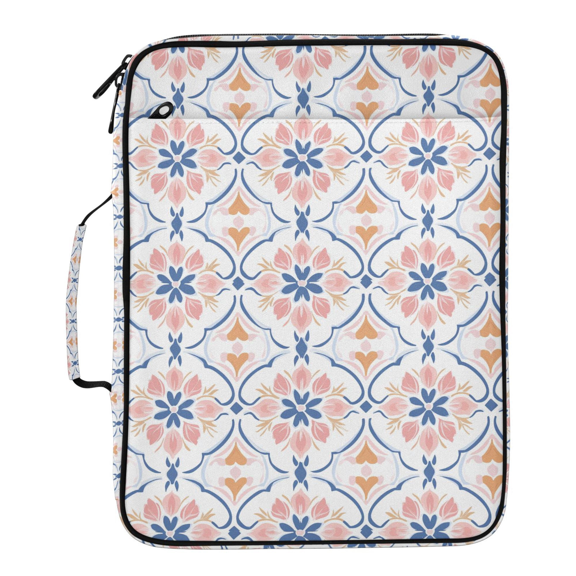FORMRS Accordion File Folder A4 Size 7-Pocket Expanding Document Organizer Bag with 3 Ring Binder, Pink Mosaic Pattern