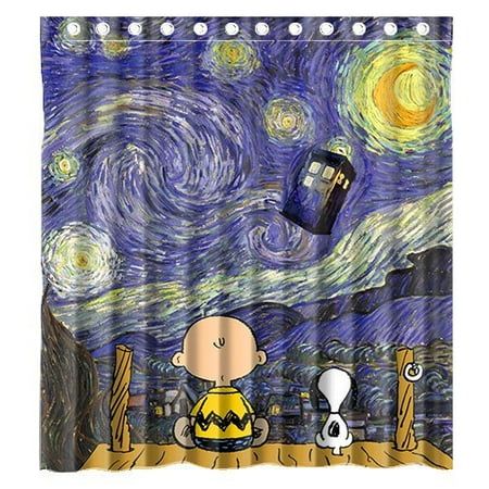 Ganma Cute Snoopy With Starry Night Tardis Doctor Who Tandard Shower Ganma Cute Snoopy With Starry Night Tardis Doctor Who Tandard Shower Curtain Polyester Fabric Bathroom 66x72 Inches Com