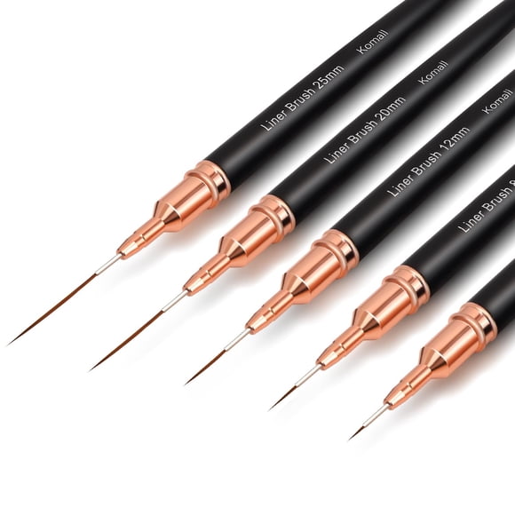 Set de 5 pinceles liner para nail art Komall, finos y de detalle