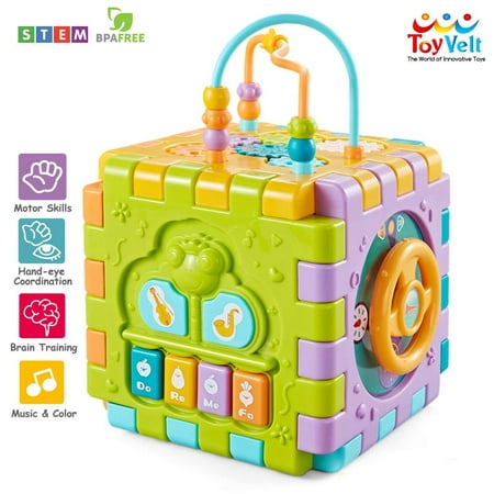 ToyVelt Activity Cube for Toddlers Baby Educational Musical Toy for Kids - Early Development Learning Toys with 6 Different Activities - Best Gift for Children 1 2 3 Years