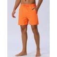 thumbnail image 2 of DARING DIVA Men's Elastic Waist Drawstring Mesh Lining Beach Shorts 32 Orange, 2 of 6