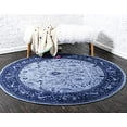 thumbnail image 4 of Unique Loom La Jolla Collection Tone Traditional Round Rug, 6 Feet, Blue/Navy Blue, 4 of 6