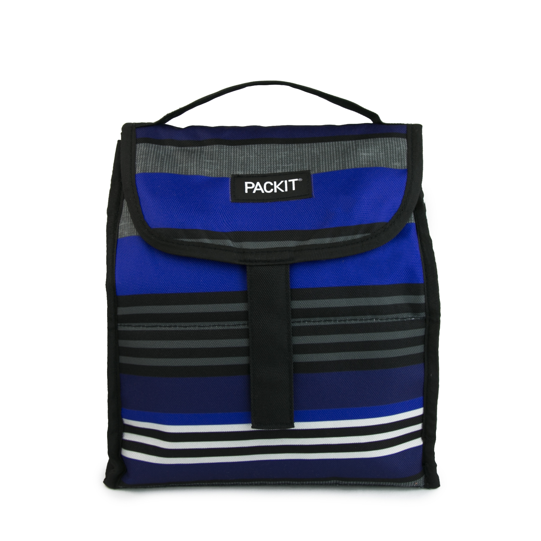 Packit Blue Textured Stripe Foldable Lunch Bag