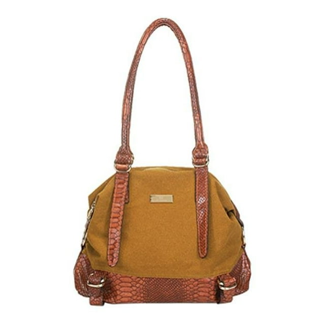 Chic Camel Snake Print Leather Dual Shoulder Strap Womens Handbag