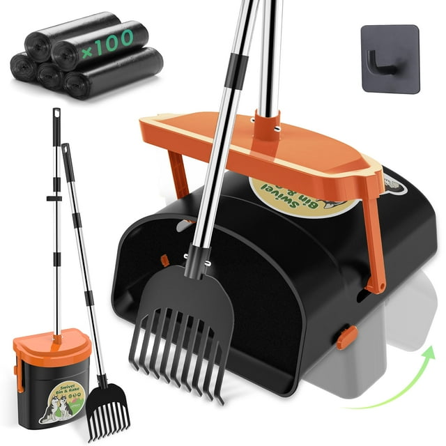 Kit de recogida de excrementos para perros UPSKY, 85 cm, mango de acero inoxidable